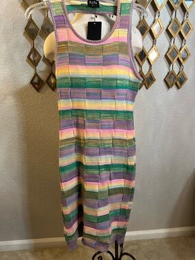 NWT Fate Textured Striped Knit Midi Dress